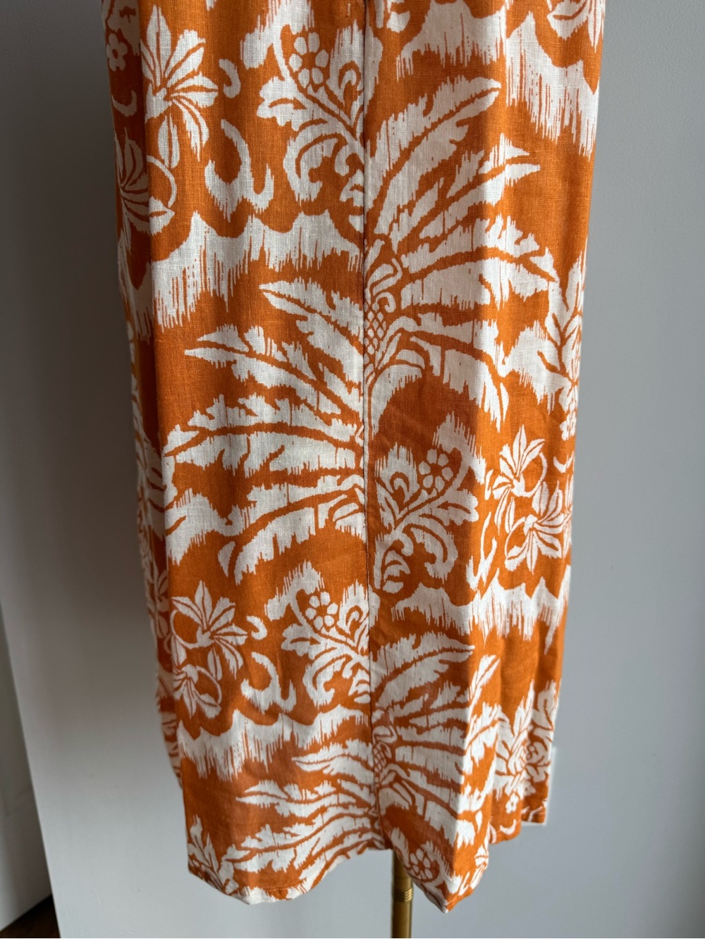 Rachel Zoe Tropical Linen Blend Dress XS Mustard Floral Vacation Beach Boho Cute - Picture 8 of 10